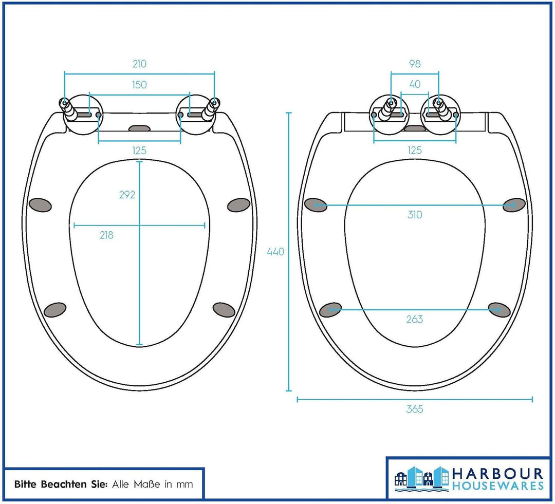 Harbour Housewares Toilettensitz mit Soft-Close für ovale Toiletten – Weiss – Antibakterielle ovale