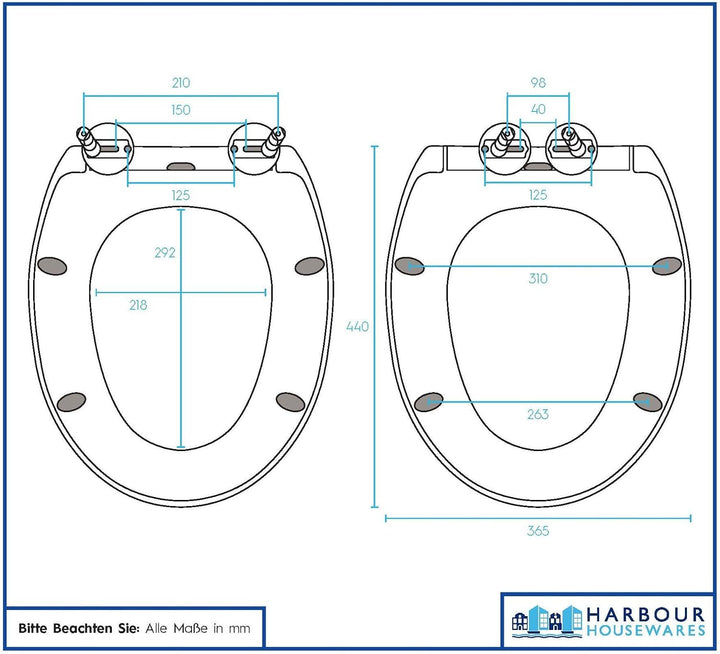Harbour Housewares Toilettensitz mit Soft-Close für ovale Toiletten – Weiss – Antibakterielle ovale