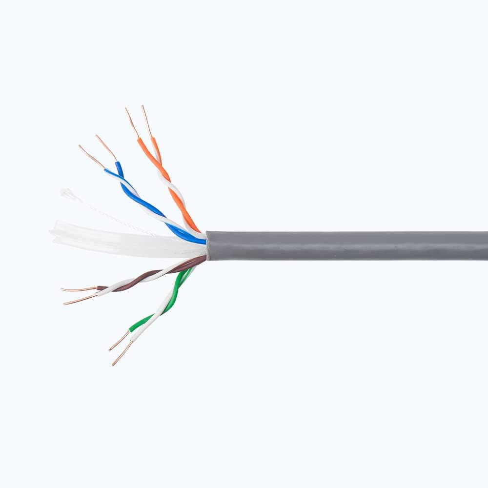 Enthernet LAN Kabel 305 m CAT6e PNI U06 für Internet 1 Gigabit/Überwachungssystem, grau