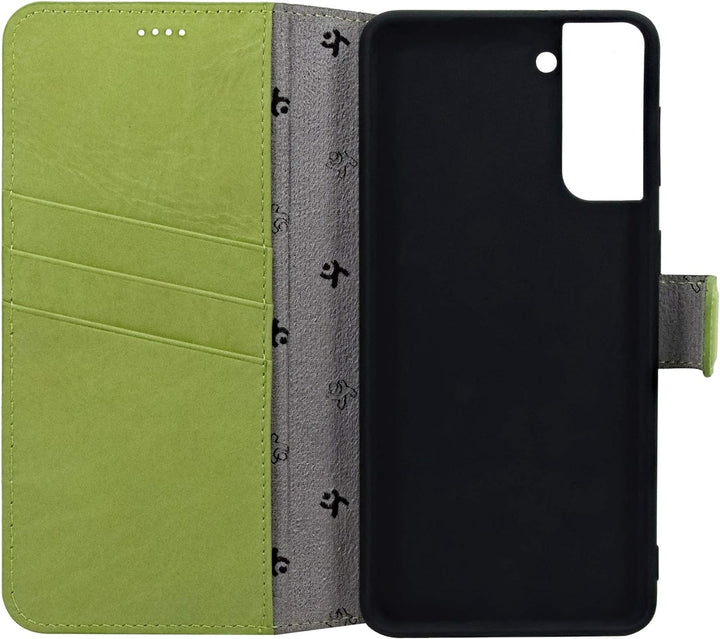 Suncase Book-Style Hülle kompatibel mit Samsung Galaxy S22 Plus 5G Leder Tasche (Slim-Fit) Lederhüll