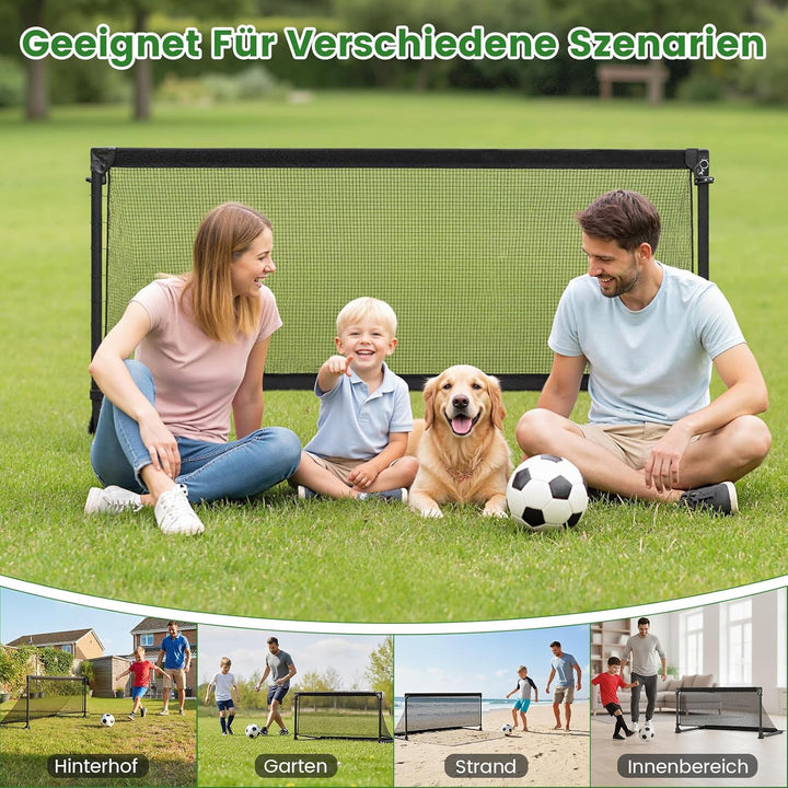 COSTWAY Fussballtor faltbar für Garten Kinder, Fussballtor mit Metallrahmen, wetterfestem PE-Netz &amp;
