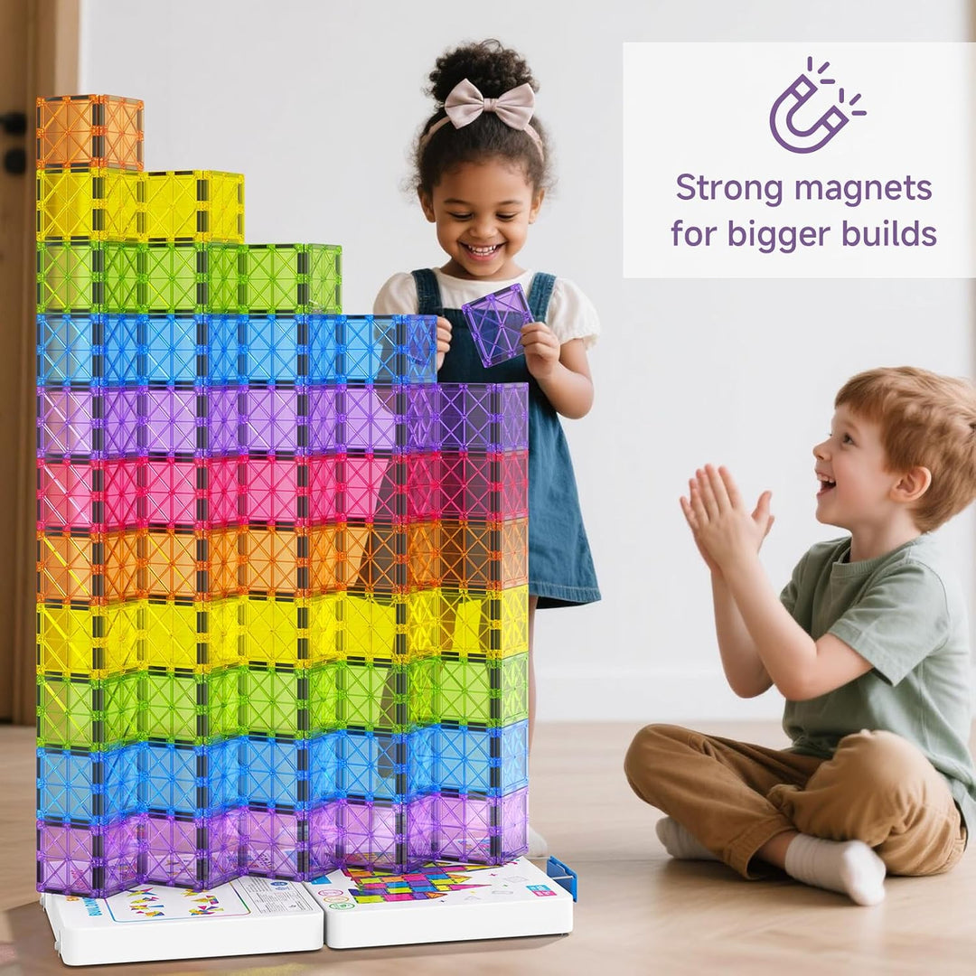 100 Teile grössere Magnetische Bausteine with Metallkasten, 7,5 cm Magnetische Fliesen STEM Magnet S