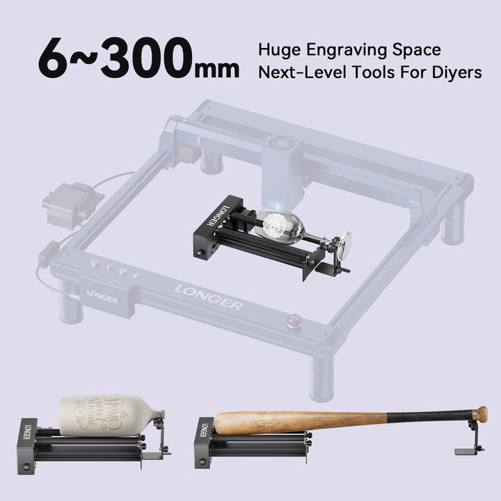 LONGER Rotationsgerät für Laser-Gravur – 360° Drehteller mit Y-Achse & Halterung, zum Gravieren von