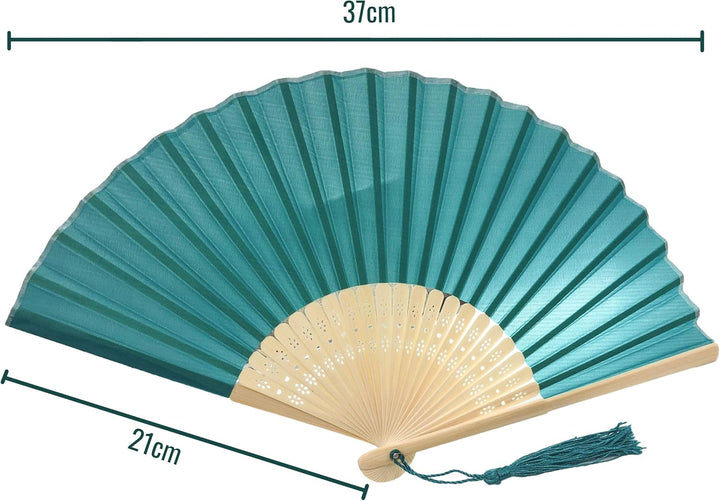 FANSOF.Fans Packung mit 10 Seide Stoff Fan mit Einer Quaste Grade A Bambus Rippen Hochzeit Party Gef