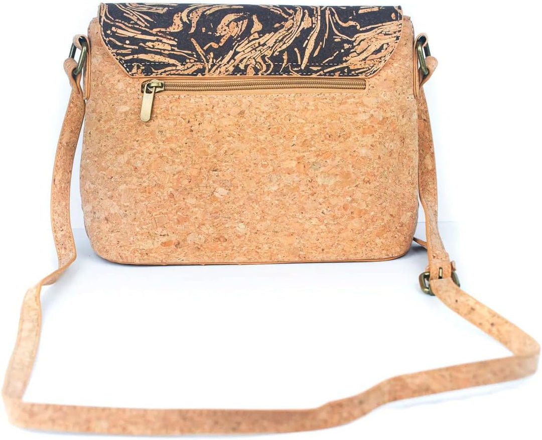DeCarbonize Crossbody Handtasche aus Kork Veganleder Nachhaltig Damen Umhängetasche, Café Vienna