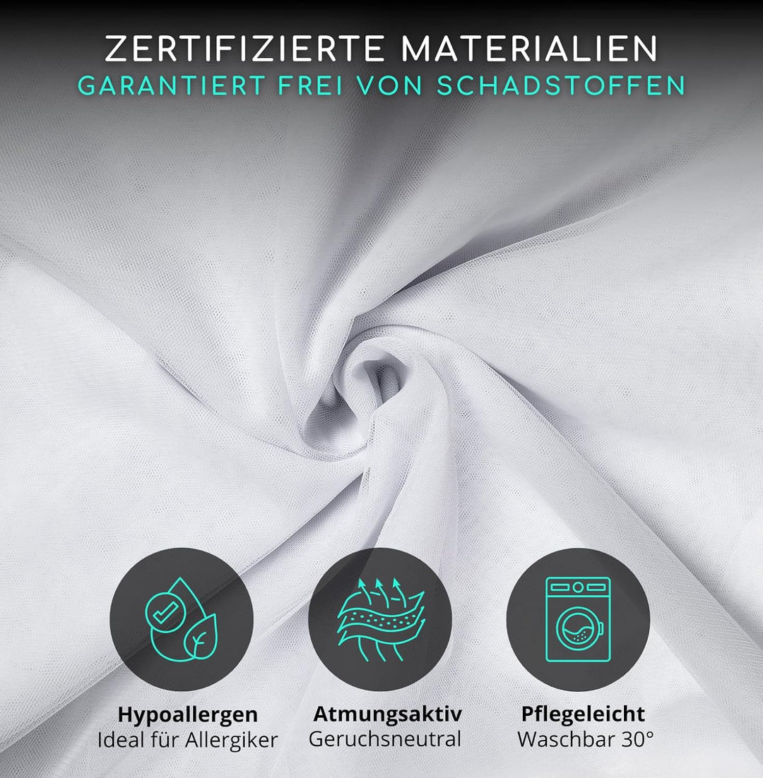 Gemütliches Hausbett Deko Set 3-TLG Hausbett Himmel, Ohne Lichterkette – 2X Betthimmel + Wimpelkette