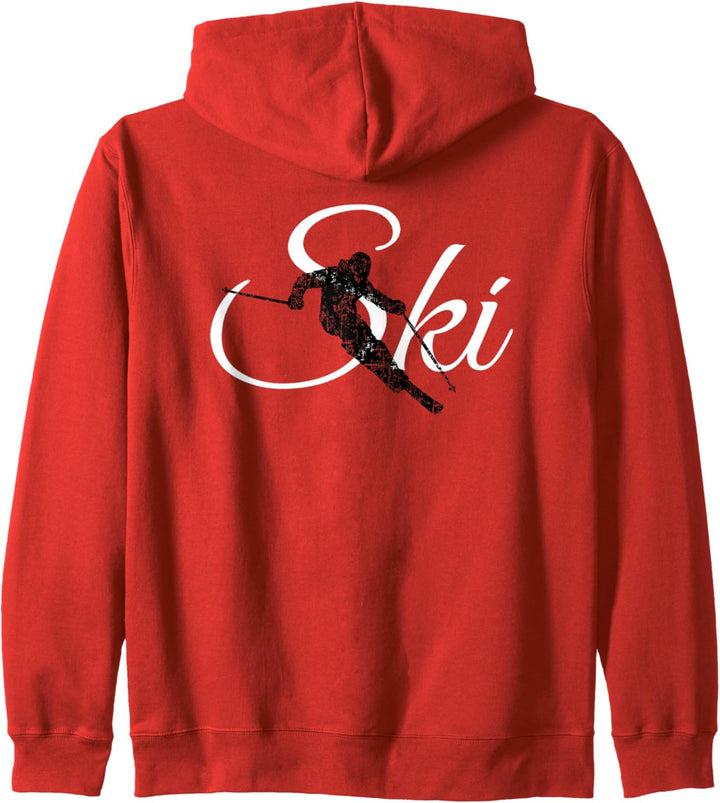 Ski (Vintage Schwarz/Weiss) Skifahren Skifahrer Kapuzenjacke