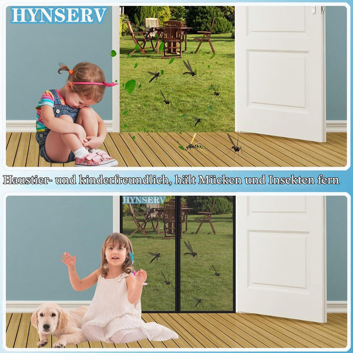 Fliegengitter Tür Magnet 140x200cm Schwarz Magnet Fliegenvorhang - Kinderleichte Klebemontage Ohne B