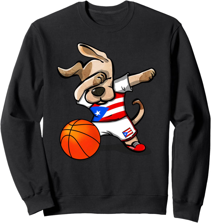 Dabbing Dog Puerto Rico Basketball - Puertoricanische Flagge Sweatshirt