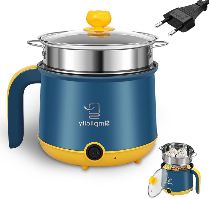 Elektrischer Hot Pot Mit Dampfgarer, Elektrische Hot Pot 1.8 L, Tragbare Mini Antihaft Multikocher,