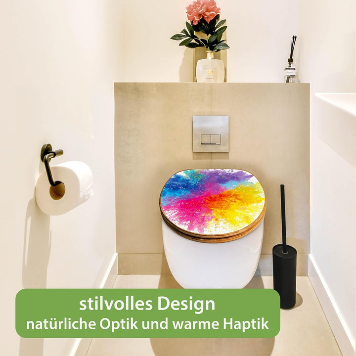 banjado Design WC Sitz Bambus Absenkautomatik 45,8x37,5cm - Toilettendeckel mit Absenkautomatik Holz