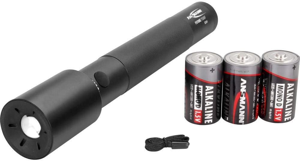 ANSMANN LED Taschenlampe T500F mit 970 Lumen - Handlampe stufenlos fokussierbar, robust, dimmbar, 19