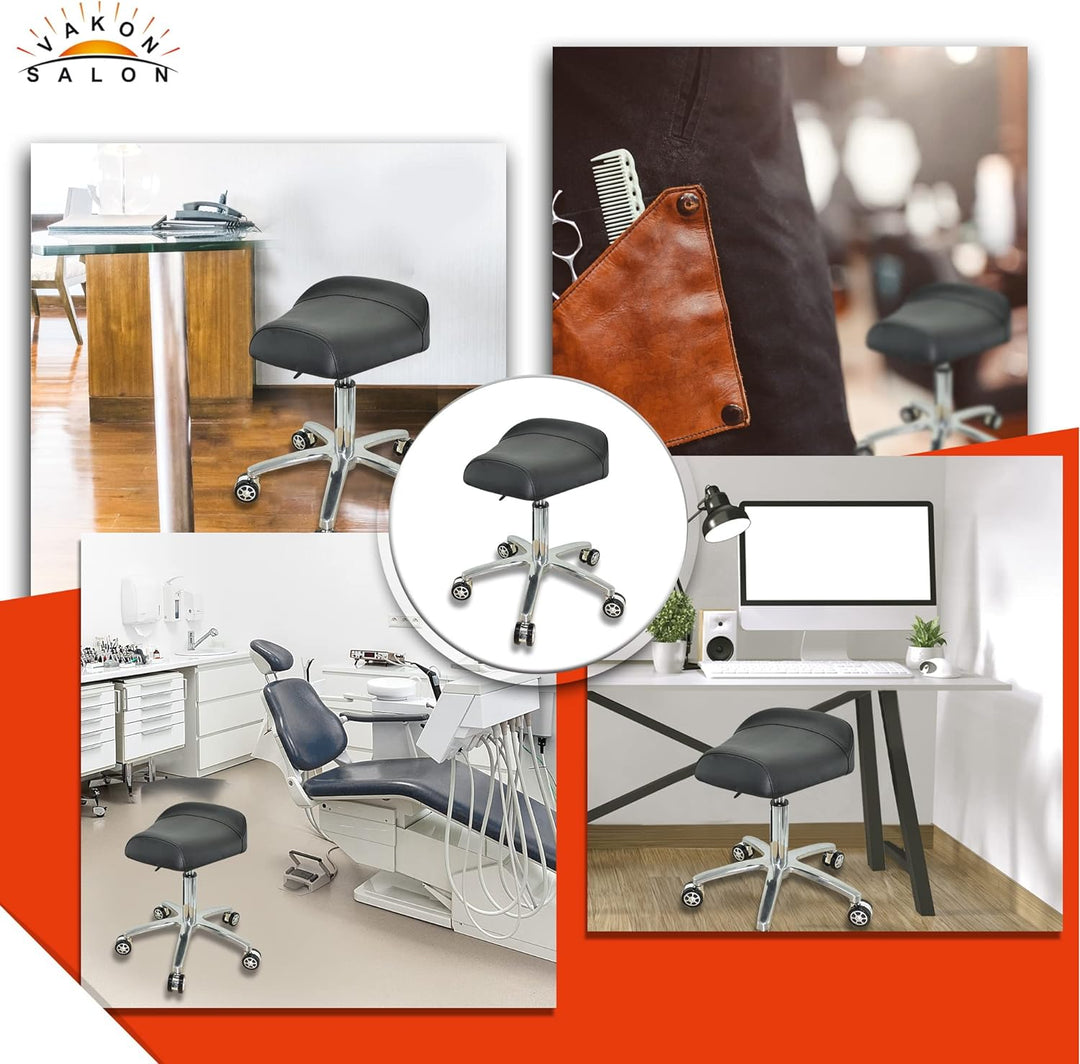 VAKON SALON - Breitsitz Arbeitshocker auf Rollen, höhenverstellbar von 50-65 cm - Drehhocker, Rollho