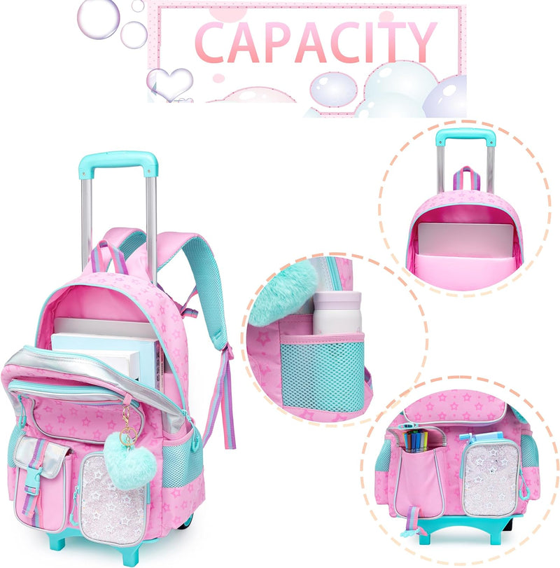 HTgroce Kinder Trolley Rucksack Schultasche Schulranzen Mädchen schultrolleys Schulrucksack Kinderko