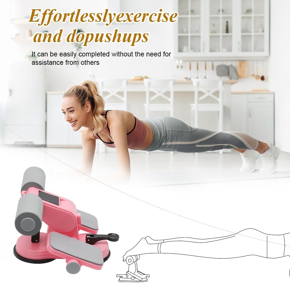 Tragbare Sit Up Bar, Selbstsaugende Sit-Up-Hilfe mit Zugseil und Saugnäpfen, Bauchtrainer für Zuhaus