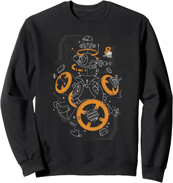 Star Wars Last Jedi BB-8 Grid Schematic Sweatshirt