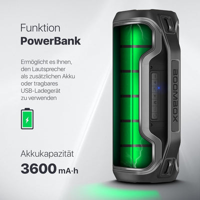 Defender Bluetooth-Lautsprecher Beatbox 50, IPX5 wasserdicht, Party Boombox 50 W mit Stereo-Sound, L