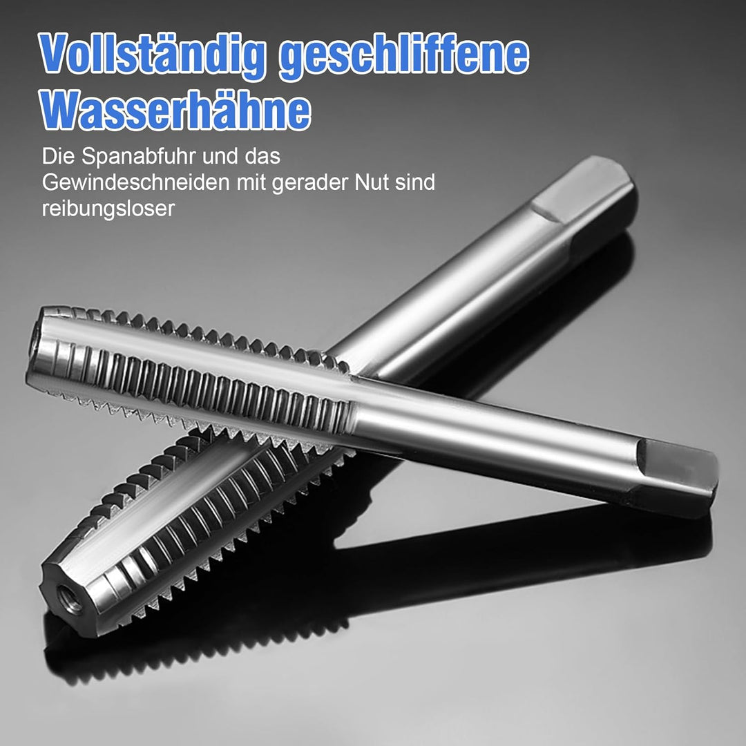 110pcs Gewindeschneider Set, Gewindeschneidsatz Gewinde Metrisch Hochwertig Gewindebohrer Schneideis
