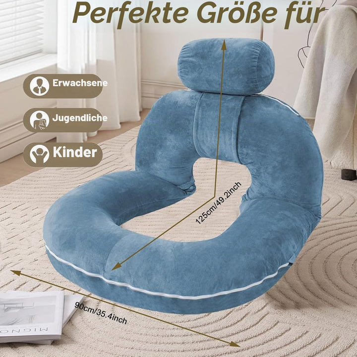 Lesekissen für Bett und Sofa, Rückenkissen zum Lesen Mit Abnehmbarer Nackenrolle, Ergonomisches Rück