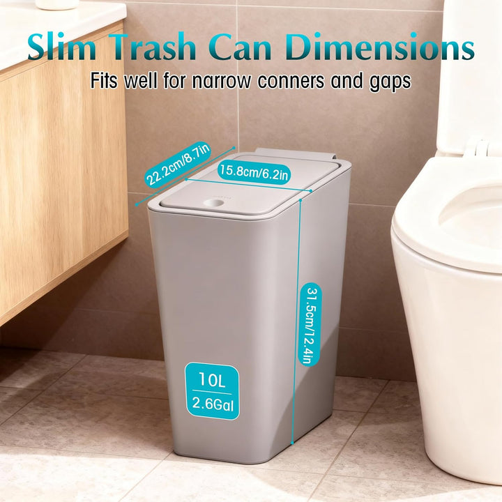 4Stk Kleiner Mülleimer mit Deckel, 3x10L Abfalleimer mit Deckel für Büro Schlafzimmer WC, 1x9L Küche