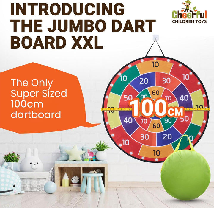 Cheerful Children Toys Jumbo Kids Dartscheibe XL oder XXL, grosse Klett-Dartscheibe mit wendbaren De