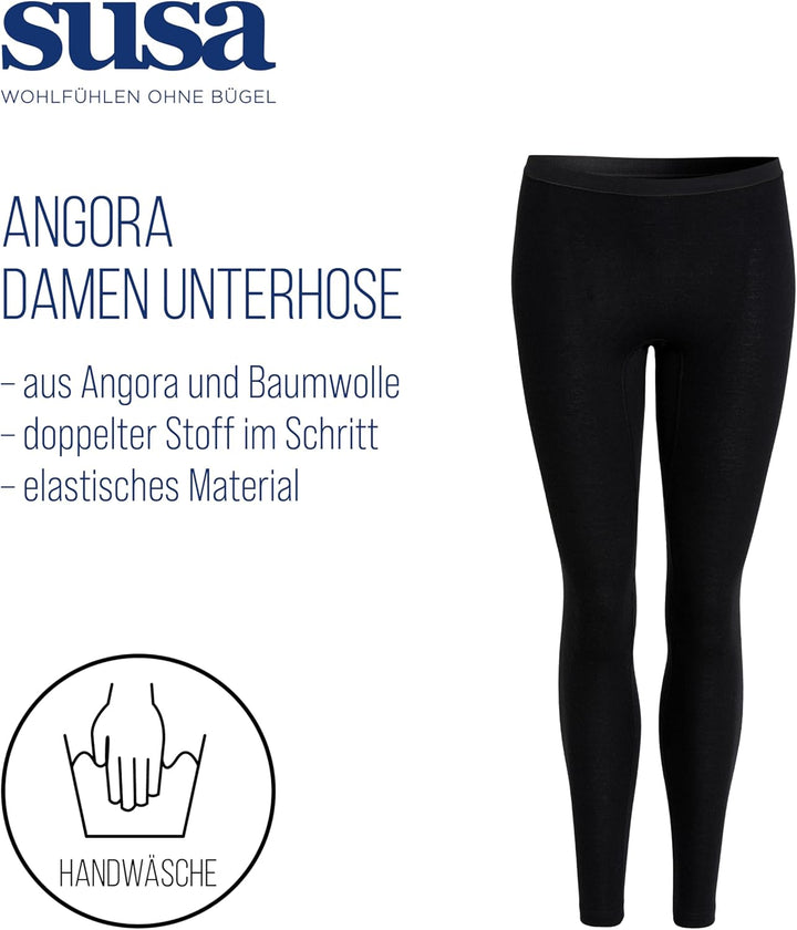 SUSA Lange Unterhose Damen Baumwolle & Angora I Wärmende Unterwäsche für Frauen I Elastisch, bequeme