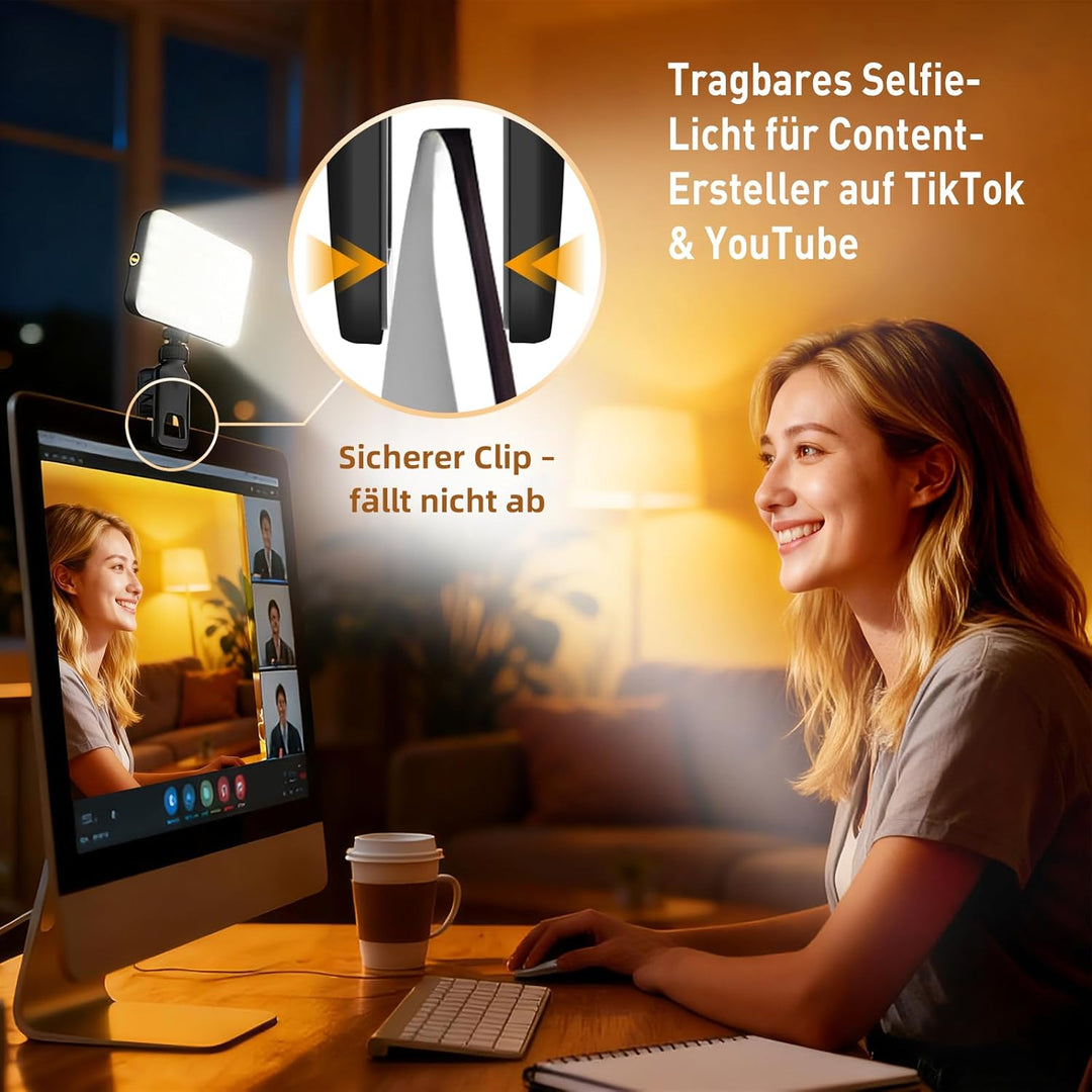 TENTEK Selfie Licht Für Videoanrufe,Selfies,Zoom Meetings Selfielampe Clip-On Videolicht Für Handy/P
