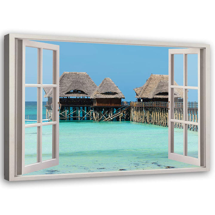 Feeby Leinwand Bilder - Fensterblick Natur- 60x40 cm- Deko Wohnzimmer - Wandbilder Schlafzimmer - De