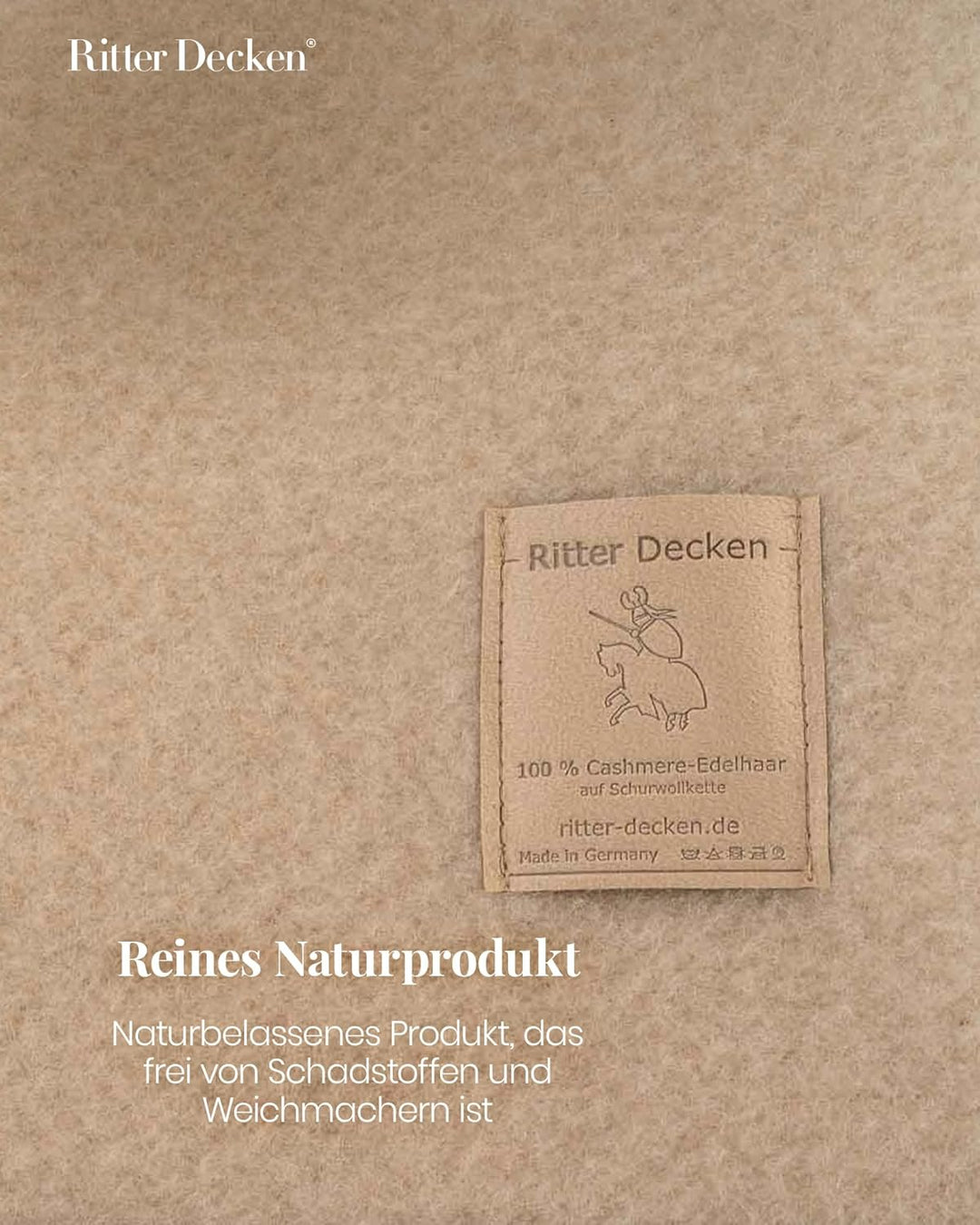 Ritter Decken Kaschmirdecke „Cashmera 150 x 200 cm Creme (ungefärbt) 100% Kaschmir (Natur). Wolldeck