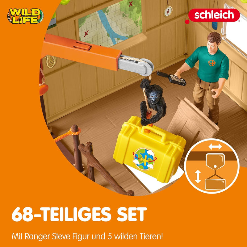 schleich 42507 Wild Life Abenteuerstation (NatGeo), für Kinder ab 3+ Jahren, WILD LIFE - Spielset ne