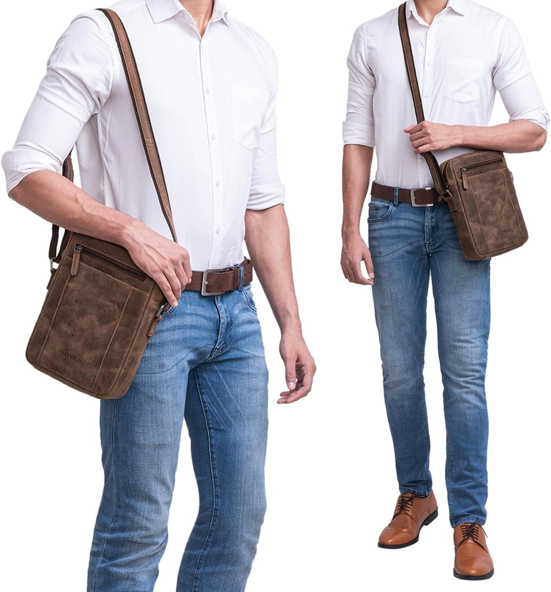 STILORD 'Fox' Herrentasche Leder Vintage Messenger Bag Männer Handtasche klein für 10,1 bis 10,5 Zol