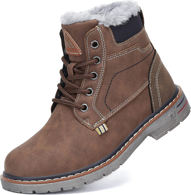 Mishansha Kinder Schnürstiefel Warme Gefüttert Winterschuhe für Jungen Mädchen Gr.24-38 24 EU Braun,