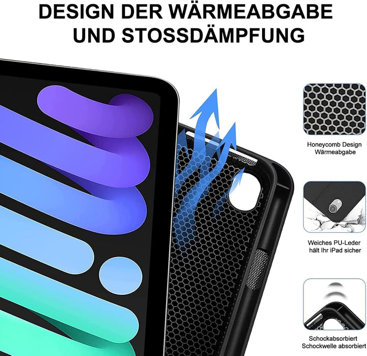 SENGBIRCH Hülle mit Tastatur für iPad Mini 7 (A17 Pro) 8.3" 2024 - QWERTZ Deutsche Beleuchtung Tasta