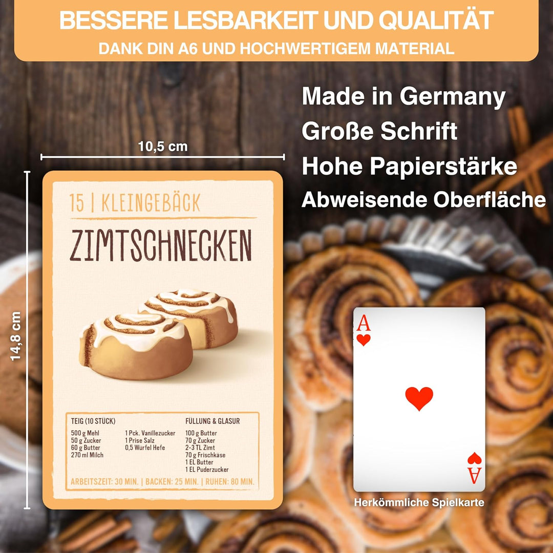 Backkarten - 40 Backrezepte als Backzubehör im Back Set - Geschenke zum Backen - Back Zubehör & Gesc