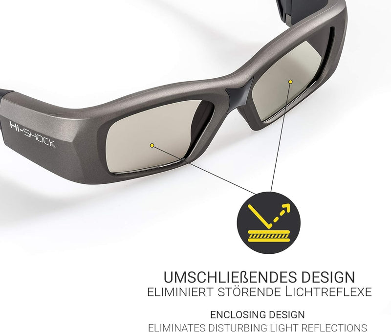 Hi-Shock BT/RF Pro Oxid Diamond | Bluetooth 3D Brille für 3DTV / HDR & 3D-RF Beamer von Sony, Epson,