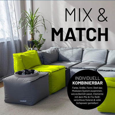 Lumaland Sitzsack-Lounge Modular Pouf | Individuell erweiterbarer & leichter Hocker | Waschbare Sitz