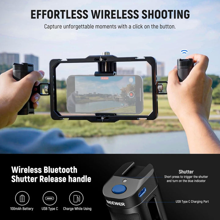 NEEWER Universal Telefon Käfig Video Rig mit Bluetooth Auslöser Seitengriff komfortable Griffe Handy