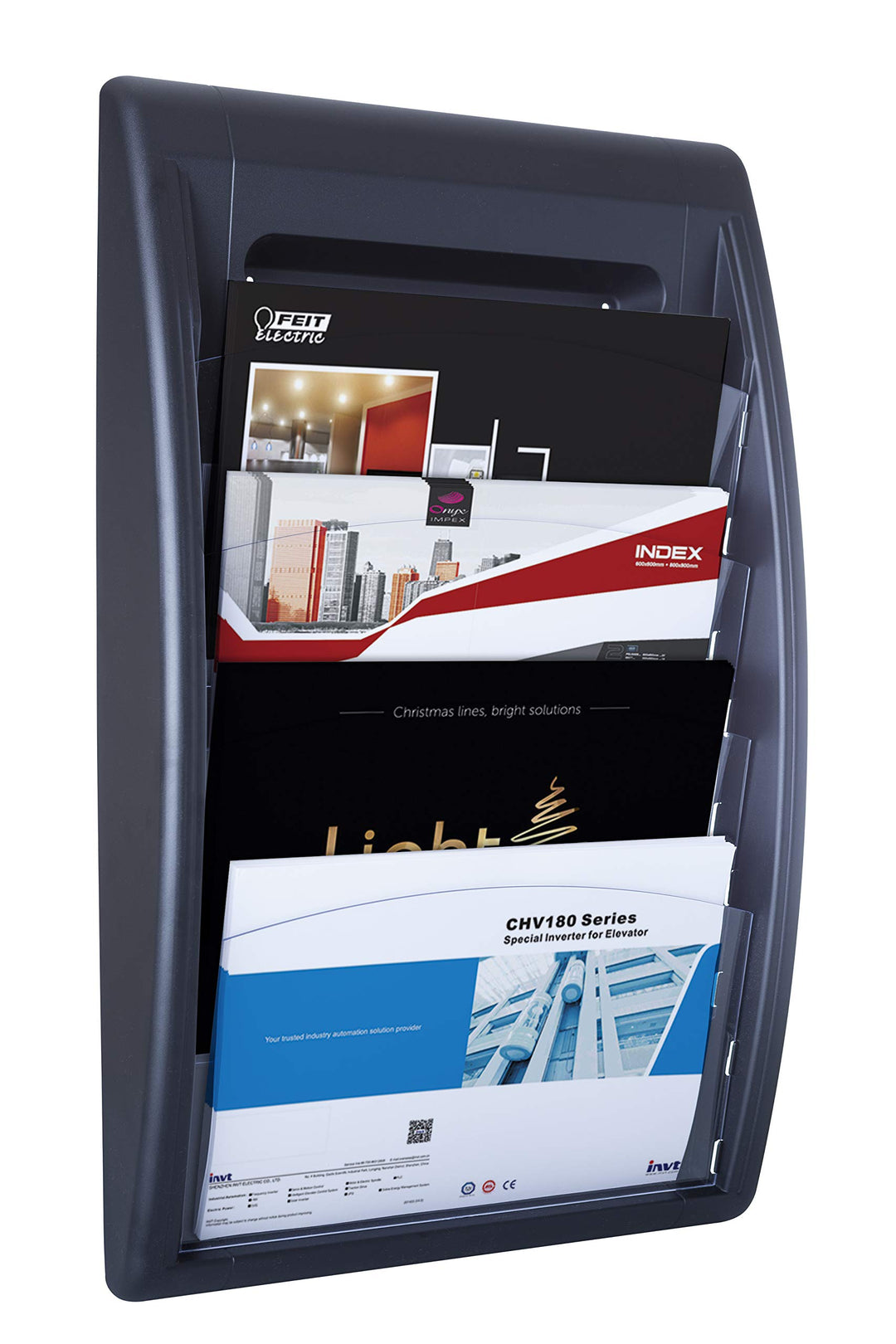 Paperflow 4060.1 Wandhalter QuickFIT 4 Fächer Schwarz, Schwarz