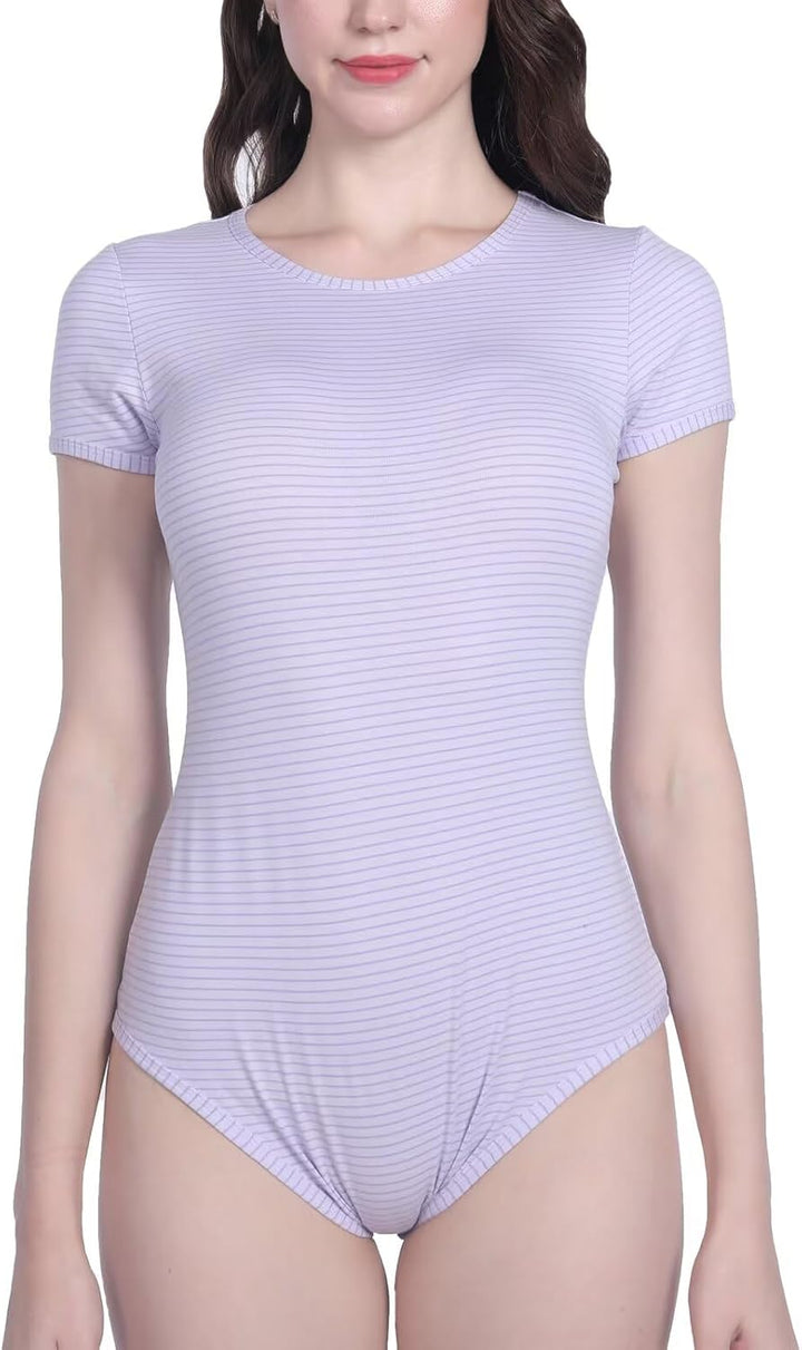 Landofgenie Bodys für Damen Einteiler Bodysuit Jumpsuit Baumwolle Kurzarm Nette Onesie Pyjamas Nacht