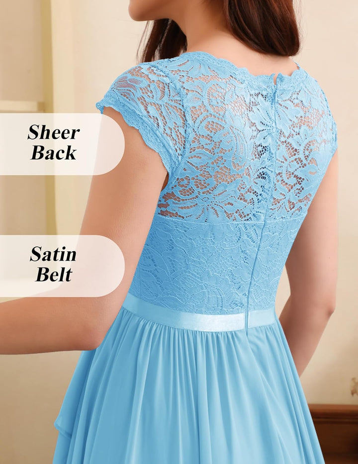 Wedtrend Cocktailkleid Damen Knielang Abendkleid Elegant für Hochzeit Elegant A Linie Rüschenkleid H