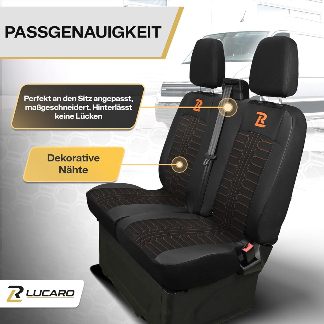 LUCARO Sitzbezüge Auto Tornado für Ford Transit 2013 und Später - Sitzbezug Set 1+2 - Auto Sitzbezüg