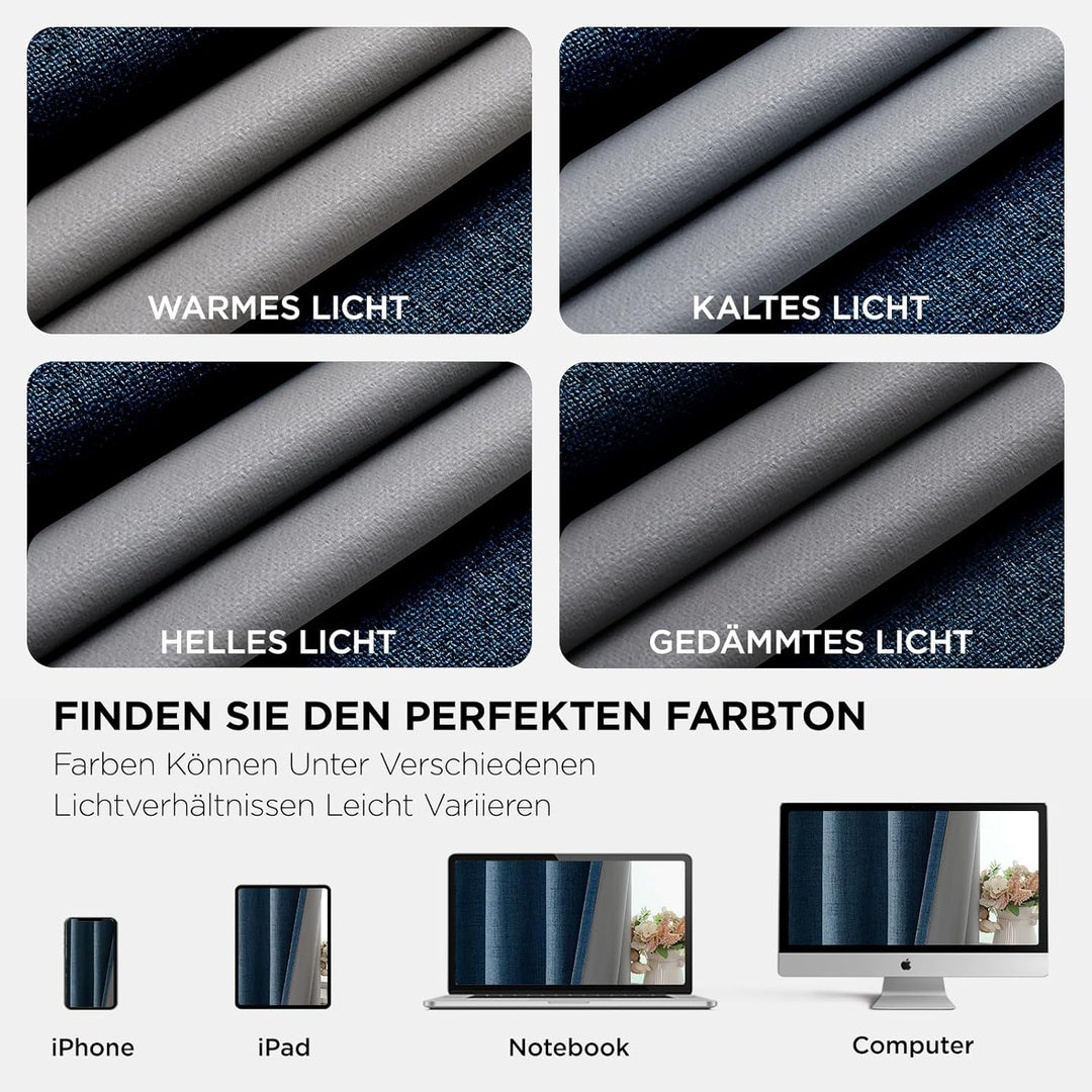 Joydeco 100% Blickdichte Vorhänge mit Ösen Gardinen Leinenoptik 2 Stück, Verdunkelungsvorhang Leinen