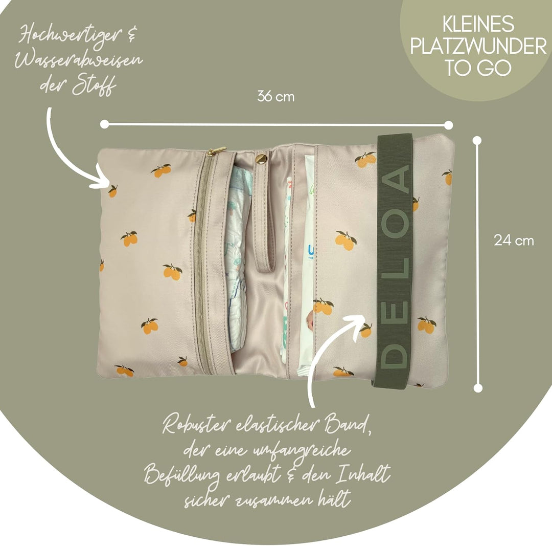 DELOA ® Windeltasche für unterwegs mit viel Platz - Kleine Wickeltasche, Baby Windelorganizer (Leopa