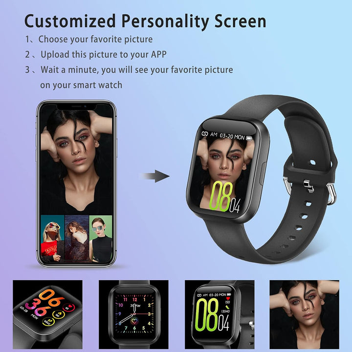SUPBRO Fitness Tracker Smartwatch Wasserdicht IP68 Fitness Armband 1,54" Farbbildschirm Aktivitätstr
