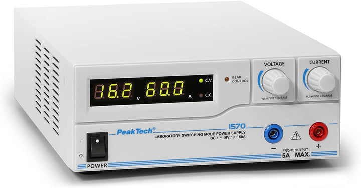 PeakTech 1570 – Labornetzgerät DC 1-16V / 0-60A mit USB, LED-Anzeige, DC-Schaltnetzteile, Stromverso