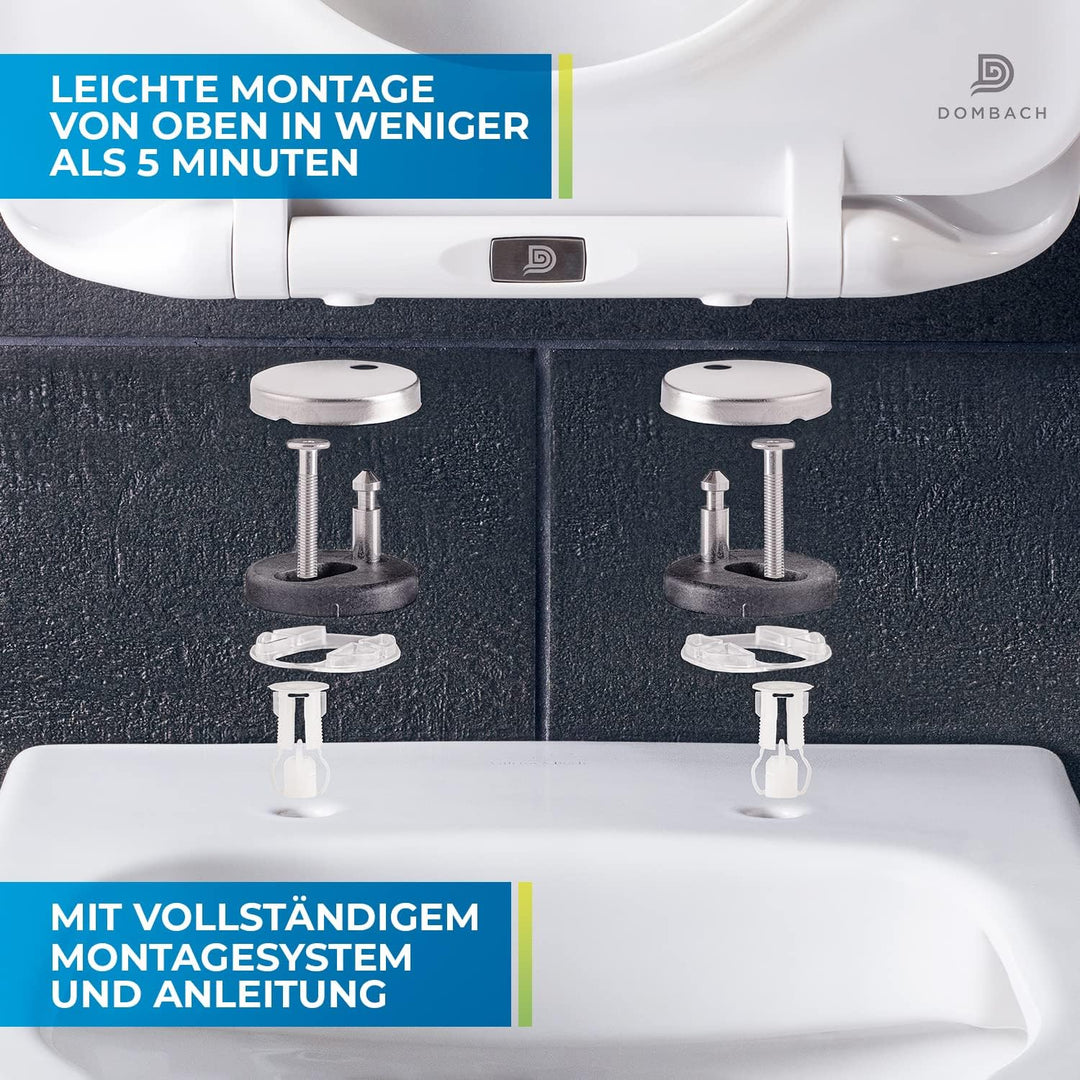 Dombach® Premium Toilettendeckel, Abnehmbar (Weiss) WC Sitz, Klodeckel mit Absenkautomatik, Toilette