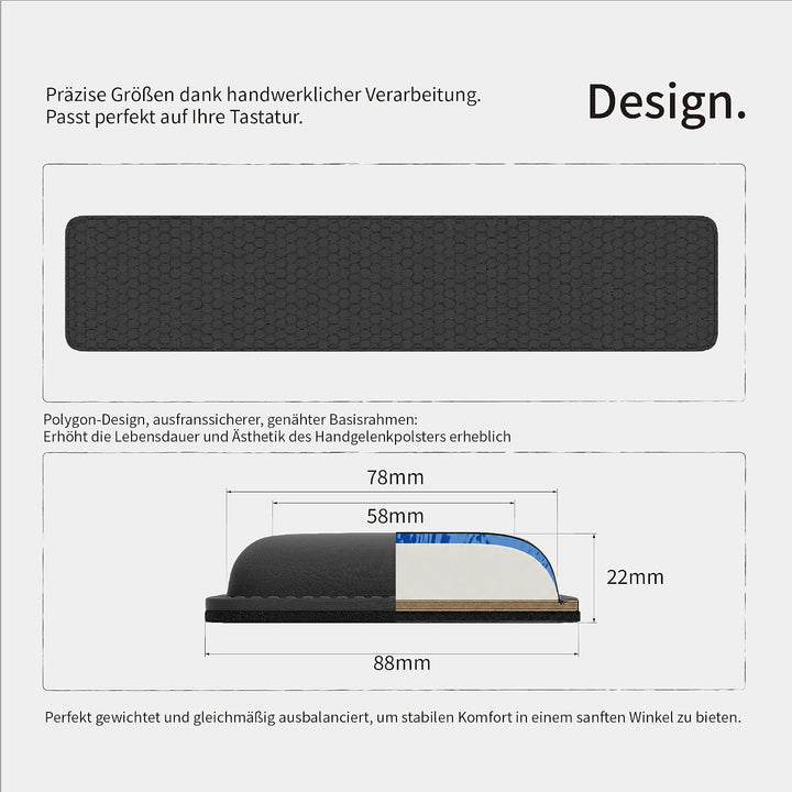 Faluber Ergonomische Gel-Handgelenkauflage für Tastaturen - 31.5cm- mit rutschfestem Fusspolster Kom