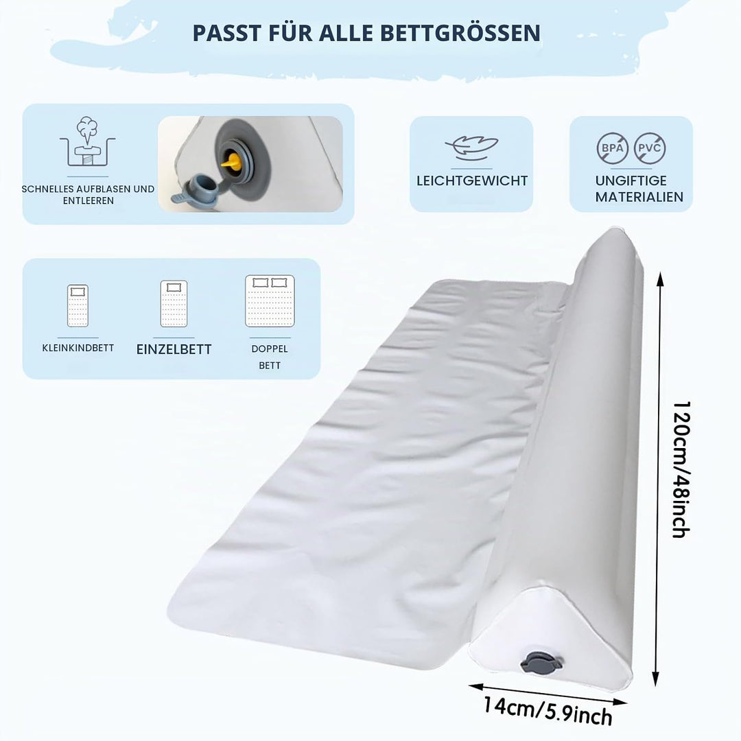 Aufblasbarer Rausfallschutz Bett Reise 1.2M, 2er Set, Aufblasbares Sicherheitsgeländer für Kinderbet