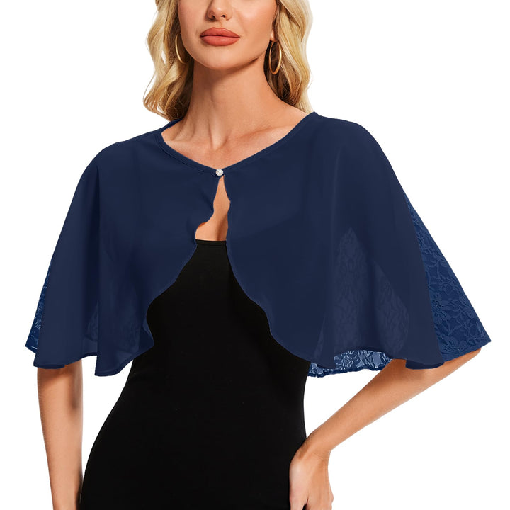 Damen Spitzen Schal Stola Chiffon Umhang Cape Capelets für Hochzeit Abendkleid Braut Party Elegant S