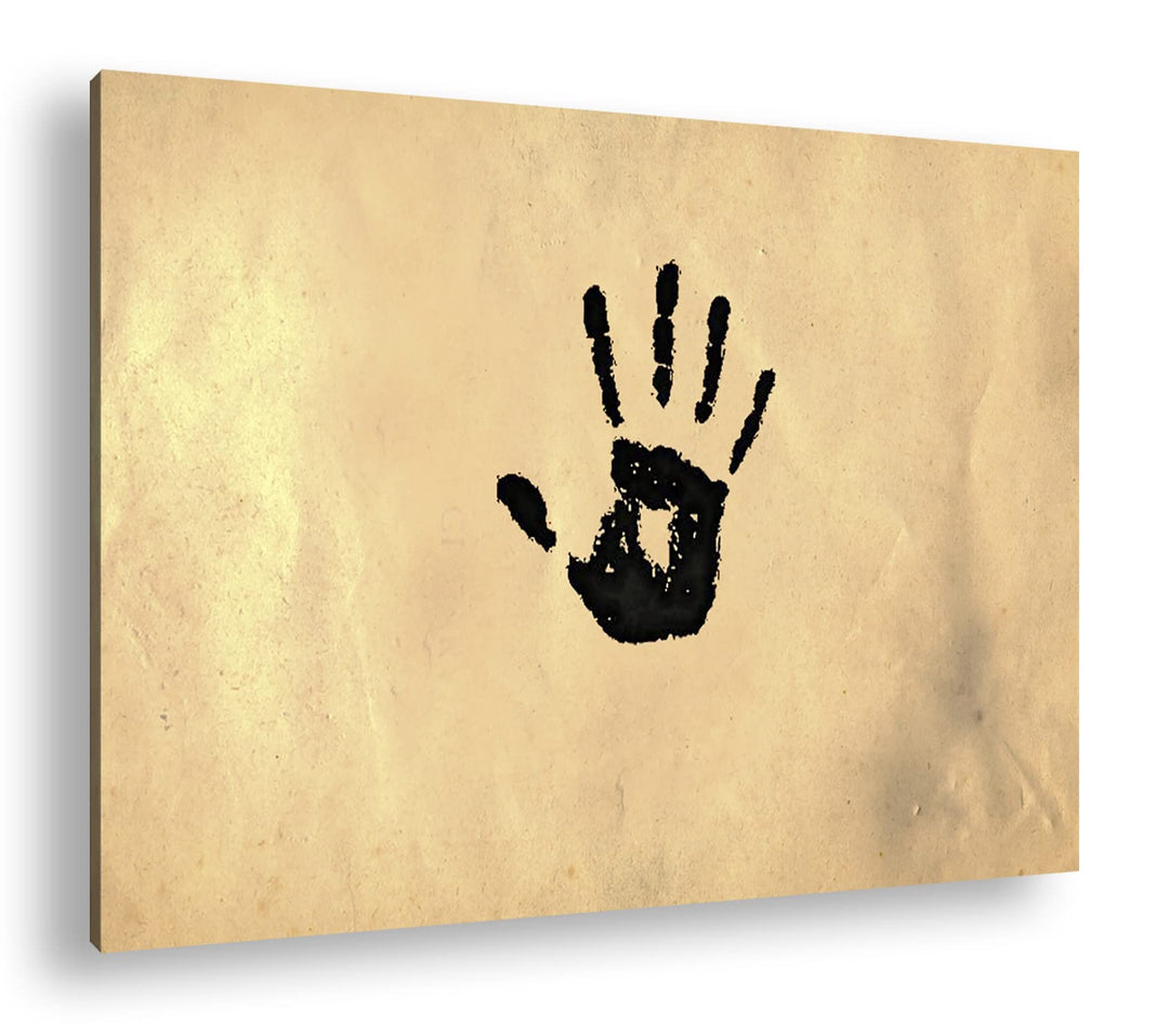 deyoli Schwarzer Handabdruck im Format: 80x60 als Leinwandbild, Motiv fertig gerahmt auf Echtholzrah